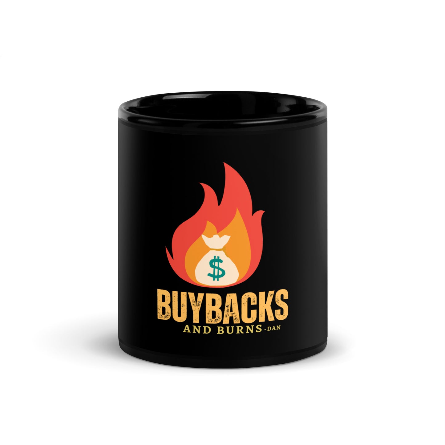 Buybacks and Burns Black Glossy Mug